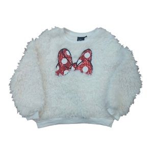 Disney Girls Ivory Sherpa Minnie Mouse Sweater